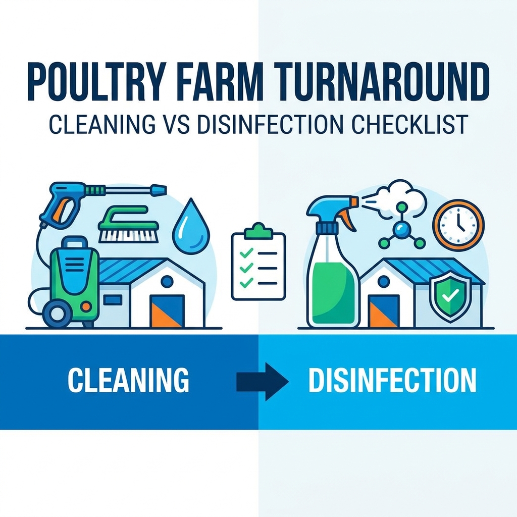 Cleaning vs Disinfection Between Poultry Flocks: A Turnaround Planning Checklist