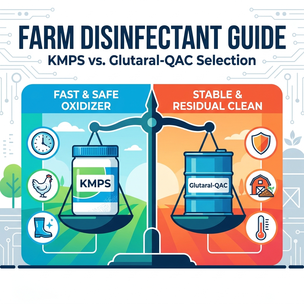 Potassium Peroxymonosulfate vs Glutaral–QAC Disinfectants: A Farm Selection Guide