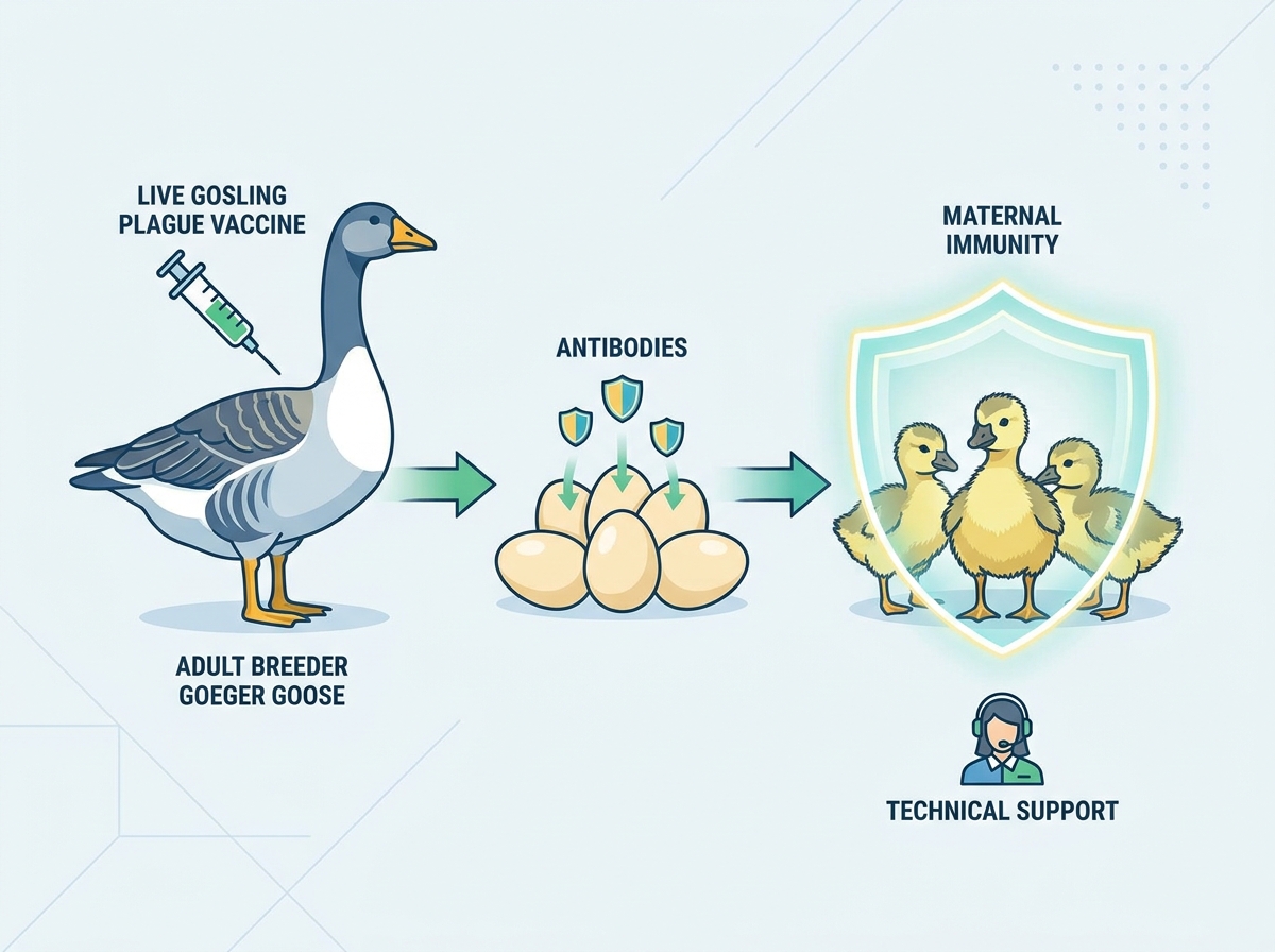 Live Gosling Plague Vaccine Administration in Breeder Geese